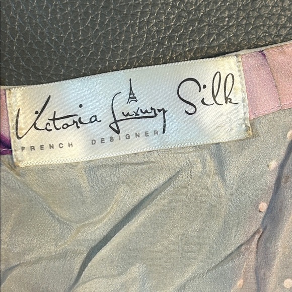 Victoria Luxury Silk Purple & Pink Floral Dress See measurements - Picture 2 of 6